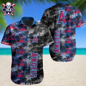 Los Angeles Angels Palm And Sunset Tropical Hawaiian Shirt