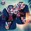 Los Angeles Angels Striped Aloha Shirt With Tropical Flora