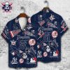 New York Yankees Hawaiian Shirt With Distressed Crackle Design