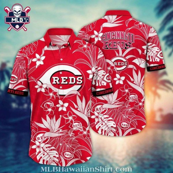 Lush Floral Pitch – Cincinnati Reds Vibrant Hawaiian Shirt