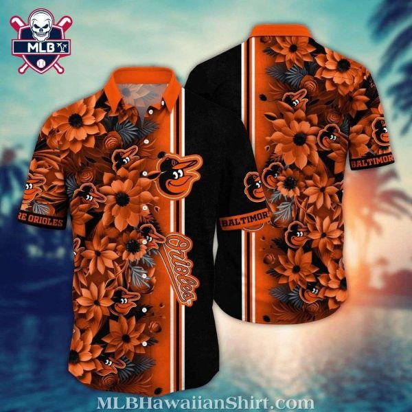 MLB Baltimore Orioles Floral Print Hawaiian Shirt