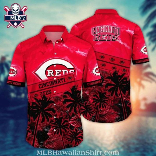 MLB Cincinnati Reds Sunset Palms Tropical Hawaiian Shirt