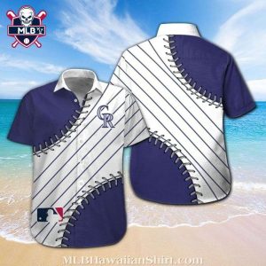 MLB Colorado Rockies Jersey Stripe Tropical Hawaiian Shirt