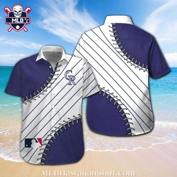 MLB Colorado Rockies Jersey Stripe Tropical Hawaiian Shirt