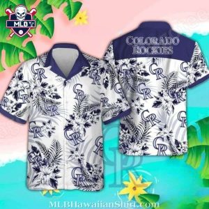 MLB Colorado Rockies Monochrome Floral Aloha Shirt