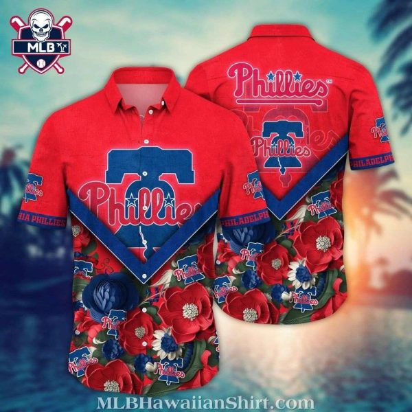 MLB Philadelphia Phillies Nautical Charm Red Floral Hawaiian Shirt