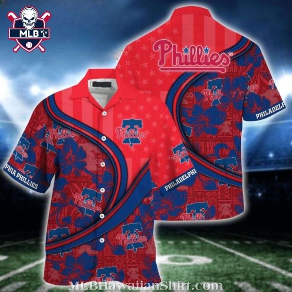 MLB Philadelphia Phillies Red Pinstripe Fanfare Tropical Hawaiian Shirt