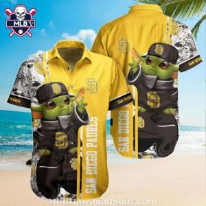 MLB San Diego Padres Hawaiian Shirt With Baby Yoda And Tropical Flowers