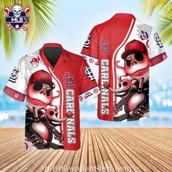 MLB St. Louis Cardinals Aloha Shirt Featuring Jack Skellington Design