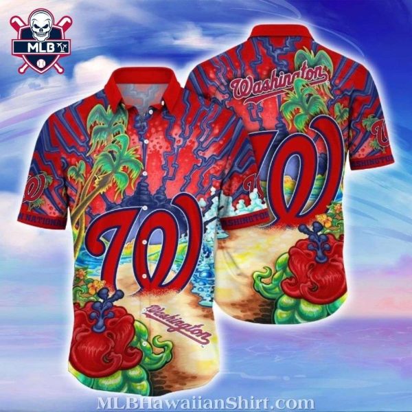 Majestic Wave Crest Washington Nationals Hawaiian Shirt – Nationals Aloha Wear