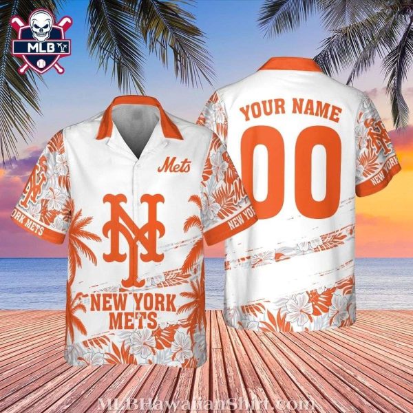 Mets Pride Personalized White And Orange Hawaiian Shirt