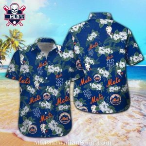 Mets Tropical Floral Navy Aloha Shirt – NY Mets Emblem Elegance