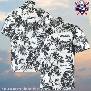 Miami Marlins Monochrome Foliage Hawaiian Shirt