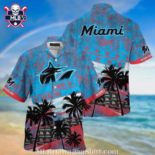 Miami Marlins Oceanfront Palms Aloha Shirt – Rainbow Sky