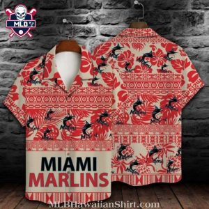 Miami Marlins Red Floral Pitch Aloha Shirt