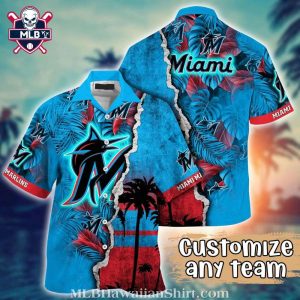 Miami Marlins Split Design Tropical Hawaiian Shirt – Custom Team Spirit