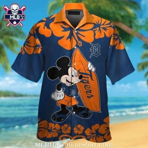 Mickey Mouse Hibiscus Flower Detroit Tigers Hawaiian Shirt