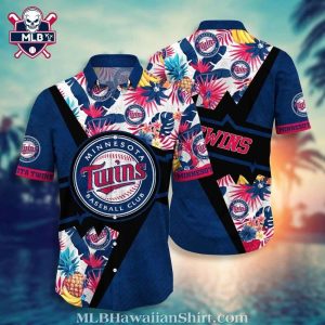 Minnesota Twins Floral Crest Tropical Aloha Shirt