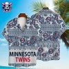 Minnesota Twins Floral Stripe Design Aloha Shirt