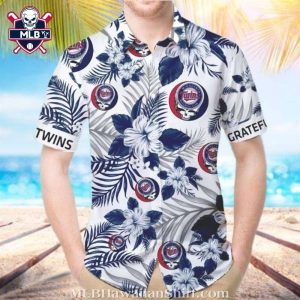 Minnesota Twins Grateful Dead With Hibiscus Flowers Hawaiian Shirt