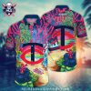 Minnesota Twins Floral Stripe Design Aloha Shirt