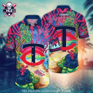 Minnesota Twins Psychedelic Waves Tropical Hawaiian Shirt