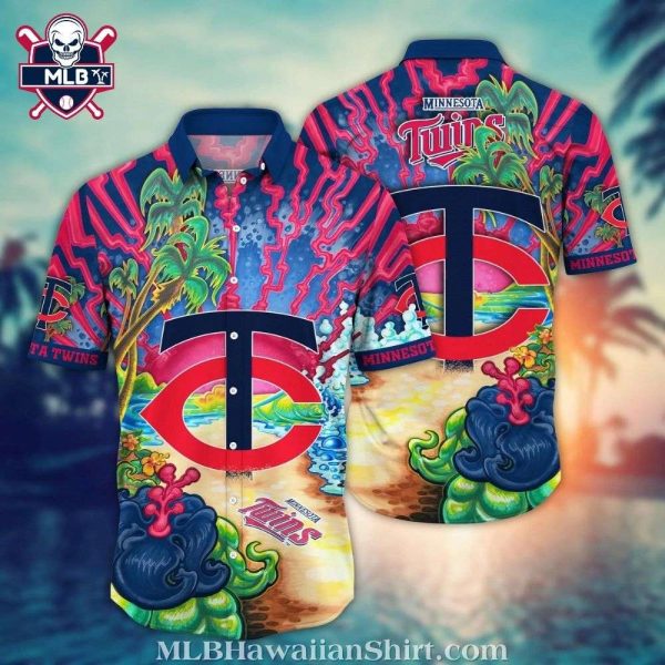 Minnesota Twins Psychedelic Waves Tropical Hawaiian Shirt