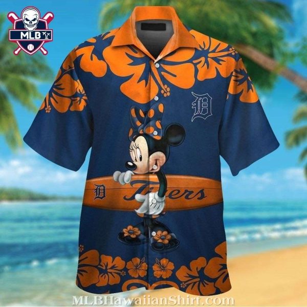 Minnie Mouse Surfboards Hibiscus Detroit Tigers Hawaiian Shirt