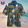 Navy Blue Palm And Crown Detail Royals Hawaiian Shirt