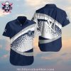 New York Yankees Swirling Feathers Personalized Tropical Shirt In Navy And White