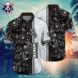 Monochrome Chicago White Sox Floral Design Aloha Shirt