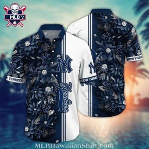 Monochrome Floral Patterns NY Yankees Aloha Shirt