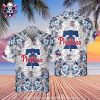 MLB Philadelphia Phillies Red And Blue Camo Accent Hawaiian Shirt