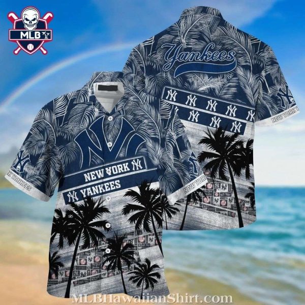 Monochrome Palms NY Yankees Hawaiian Shirt