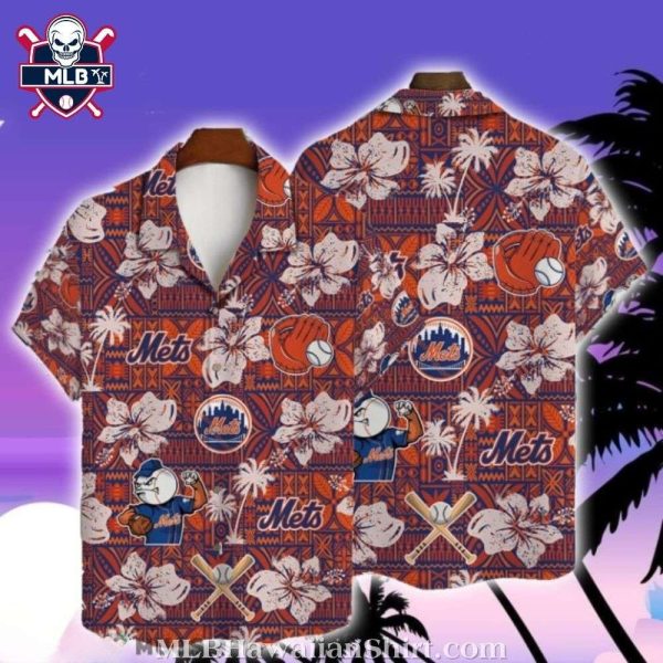 NY Mets Baseball And Palm Trees Hawaiian Shirt – Mets Summer Vibes Aloha