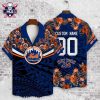 NY Mets Hawaiian Shirt – Baby Yoda Graphic With Hibiscus Flower Print