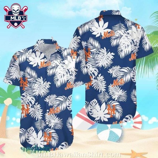 NY Mets Monochrome Floral Paradise Aloha Shirt – Cool Ocean Vibes