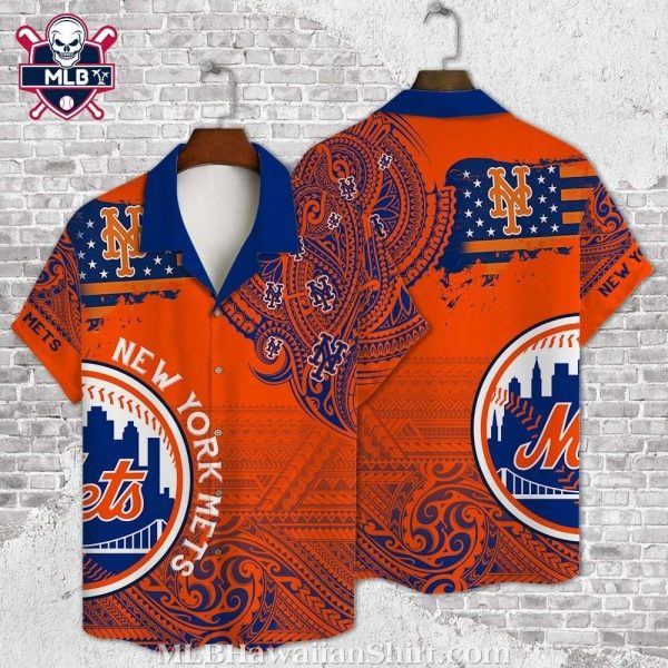 NY Mets Nautical Nights Navy Hawaiian Shirt