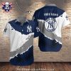 NY Yankees Red Sunset Beach And Palm Tree Hawaiian Shirt