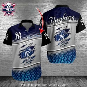 Nautical Navy NY Yankees Tropical Shirt With Customizable Name