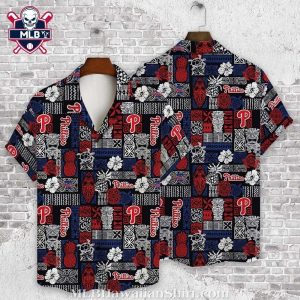 Nautical Philadelphia Phillies Navy And Red Hawaiian Shirt