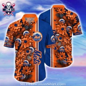 Navy Blue NY Mets Floral Fanfare Hawaiian Shirt – Mets Botanical Cheer