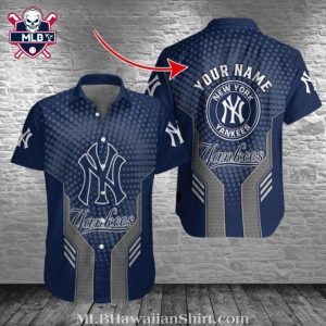 Navy Dot Gradient NY Yankees Hawaiian Shirt