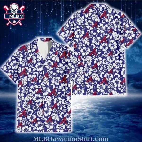 Navy Elegance Atlanta Braves Tropical Hawaiian Shirt