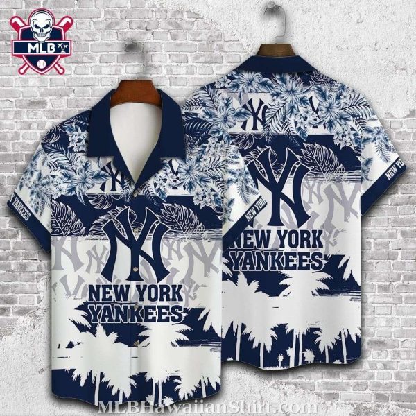 Navy Floral Yankees Print Tropical Shirt – New York Yankees Aloha Shirt