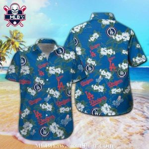 Navy Hibiscus Los Angeles Dodgers Tropical Hawaiian Shirt