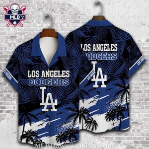 Navy Palm LA Dodgers Night Tropical Hawaiian Shirt