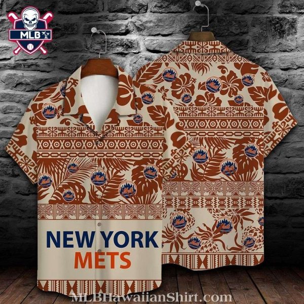 New York Mets Earthy Tones Tribal Hawaiian Shirt