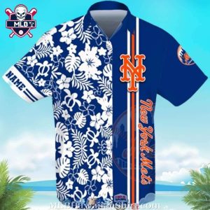 New York Mets Floral Divide Aloha Shirt – Dual-Pattern Delight