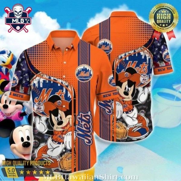 New York Mets Hawaiian Shirt – Mickey Mouse Player Graphic Print